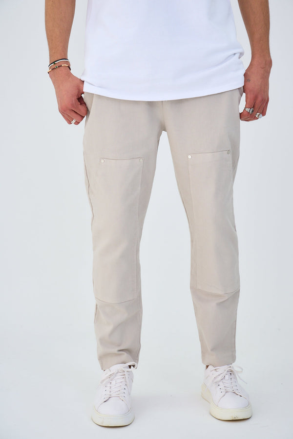 Pantalon Droit avec empiécement Uni