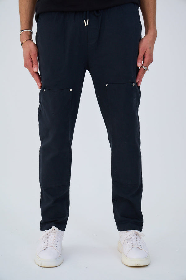 Pantalon Droit avec empiécement Uni
