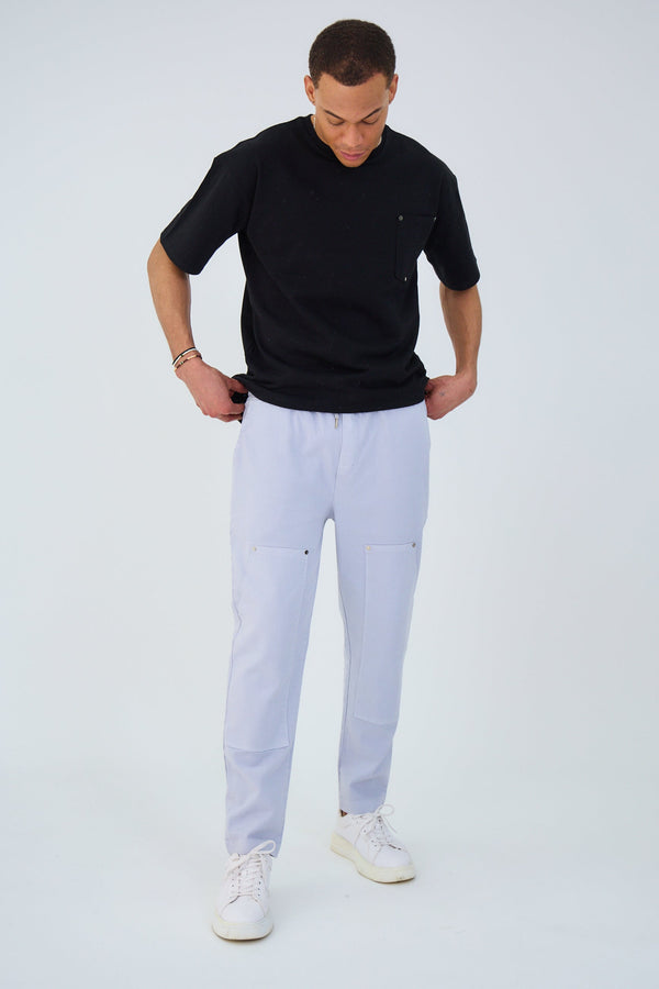 Pantalon Droit avec empiécement Uni
