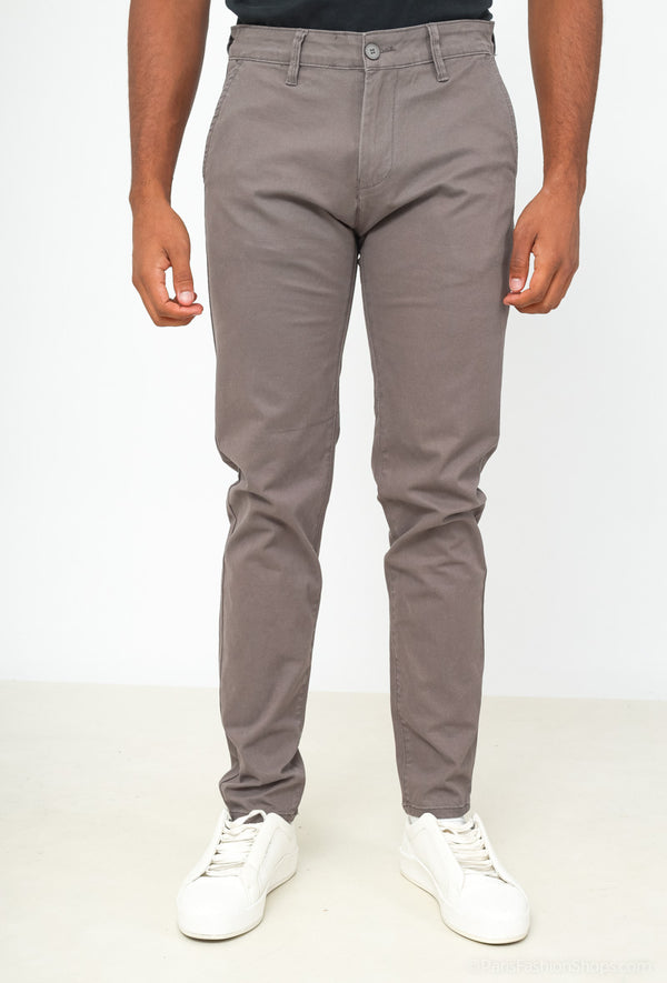 Pantalon chino uni gris