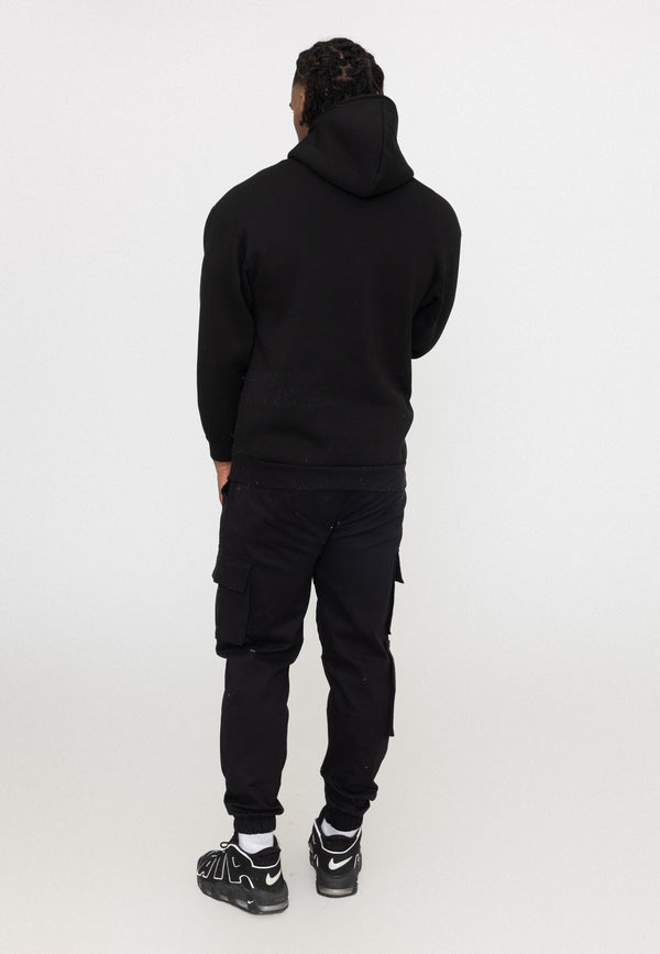 Sweat à Capuche Épais "2 BLOCKS" Oversized Uni - Noir