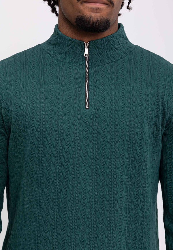 Pull Maille Col Zippé Maille - Vert