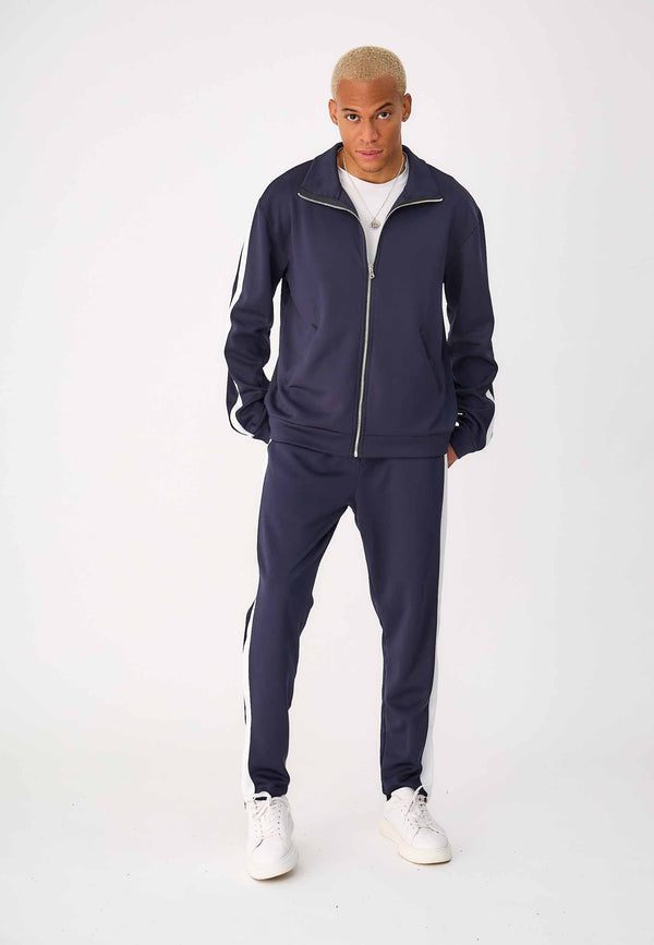 Ensemble Jogging avec Bandes Latérales - Bleu Foncé