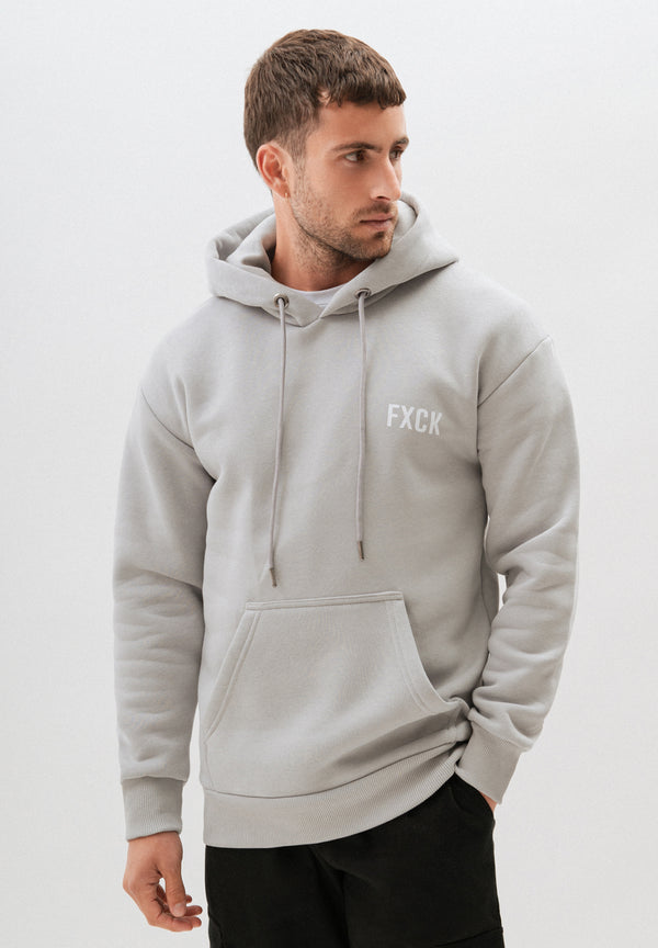 Sweat à Capuche Oversized Imprimé "FXCK" - Gris
