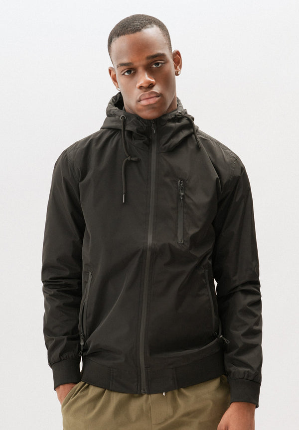 Veste Coupe Vent Zippé Uni - Noir