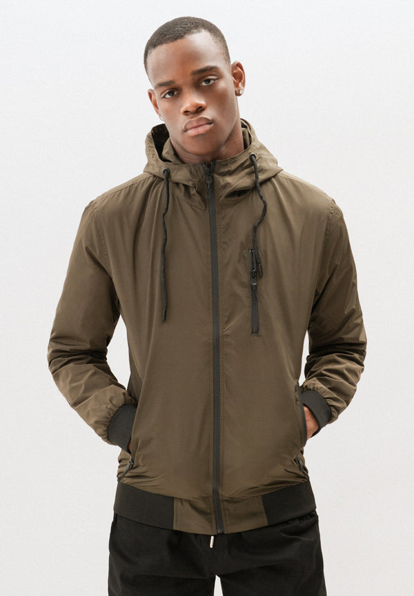Veste Coupe Vent Zippé Uni - Kaki